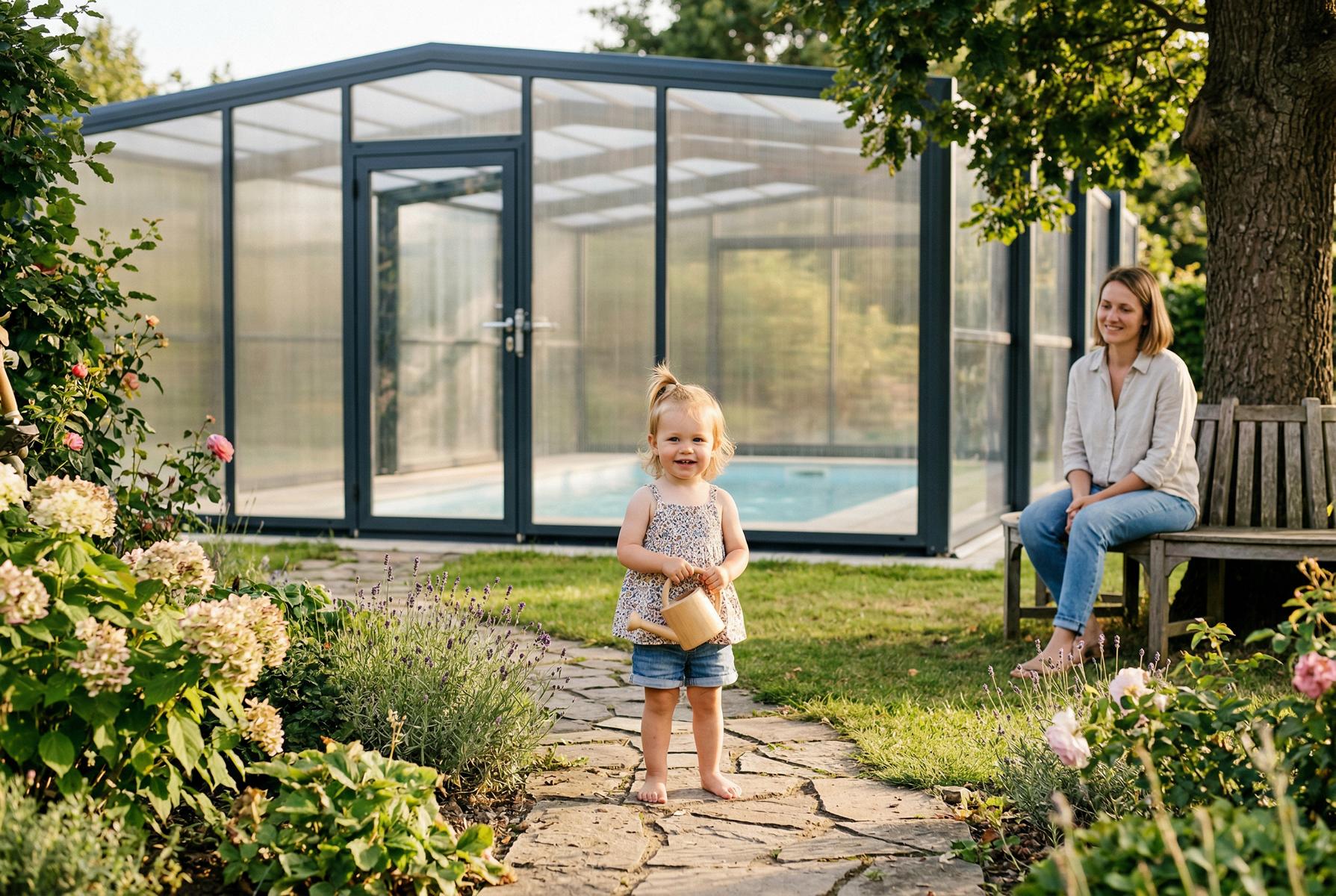 Abschließbare Pool Überdachung schützt Kleinkinder vor Ertrinkungsunfällen – Kindersicherheit am Gartenpool Abschließbare Pool Überdachung schützt Kleinkinder vor Ertrinkungsunfällen – Kindersicherheit am Gartenpool