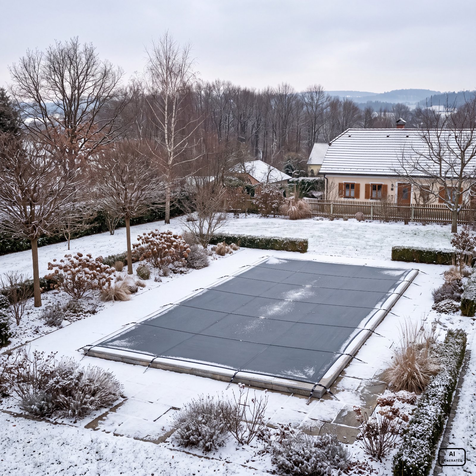 pool einwintern winterfest abgedeckt web gekennzeichnet