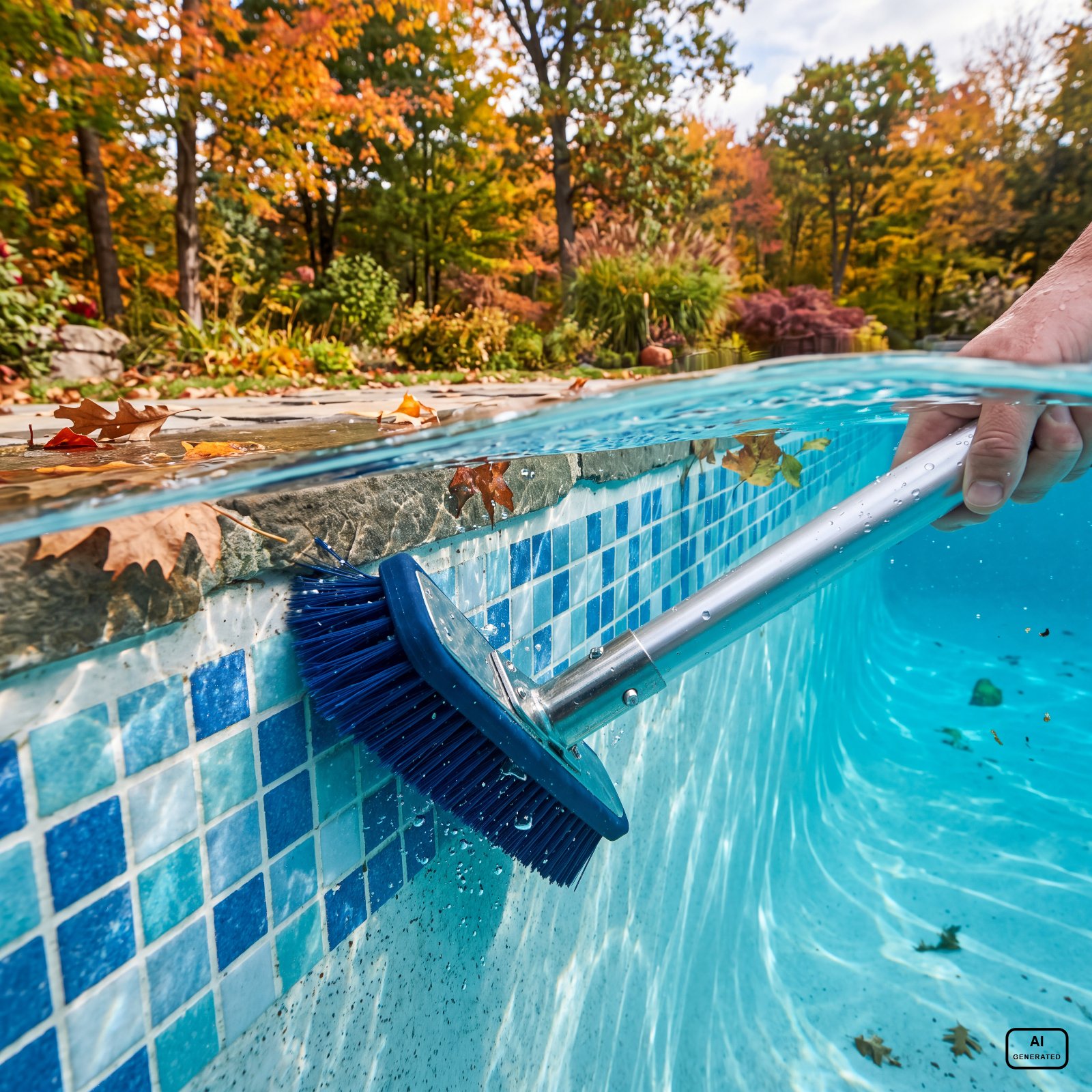 pool reinigen vor einwinterung buerste web gekennzeichnet
